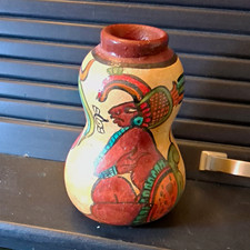 Hand-Painted Art Pottery Vase with Stylized Thistle and Speckled Wildflower Design — listing 4