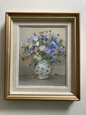 Vintage Floral Still Life Oil Painting in Carved Wood Frame — listing 3