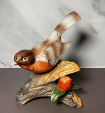 Porcelain American Robin Family Bird Figurine with Nest and Lily — listing 5