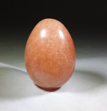 Carved Stone Decorative Eggs, Set of 2 (Cream Onyx/Alabaster & Red-Brown Marble) — listing 4