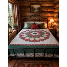 Handmade Medallion Quilt, Burgundy Teal Floral Paisley, Diamond Center Bouquet — listing 3