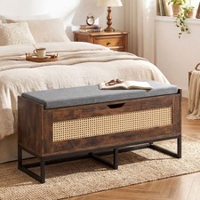 Woven Rattan and Bamboo Storage Trunk / Blanket Chest with Diamond Lattice Design — listing 3