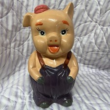 Vintage Chalkware Smiling Pig Piggy Bank