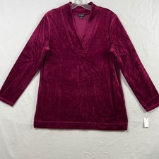 Burgundy Velour Long-Sleeve Top, Maker Unknown — listing 2