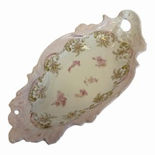 Vintage Hand-Painted Porcelain Celery Dish with Pink & Yellow Roses — listing 4