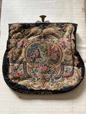 Antique Petit Point Tapestry Evening Bag with Ornate Brass Frame and Chain, listing 3