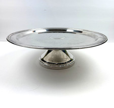 Silverplate Footed Cake Stand with Glass Dome Cover, Grape & Leaf Motif — listing 4