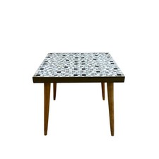 Pair of Mosaic Tile Top Round Side Tables with Scrolled Wrought Iron Bases — listing 2