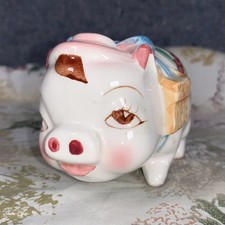 Vintage Redware/Stoneware Piggy Bank, Brown Glaze with Tan Spots, 6 inch — listing 2