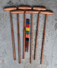 Vintage Wooden Croquet Set with Mallets, Balls, Wickets and Stakes in Original Box — listing 6