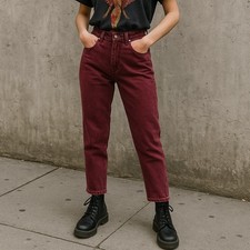 Vintage GSAF Authentic Lady High-Waisted Red Denim Jeans, Size 32