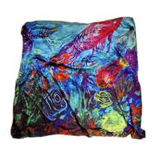 Silk Scarf with Tropical Fish and Sea Life Print — listing 4