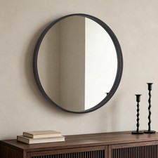 Vintage Round Wall Mirror with Wood Frame — listing 3