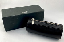 Montblanc Black Leather Zip Pouch / Clutch with Wristlet Strap — listing 4