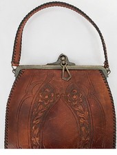 Vintage Brown Leather Kisslock Frame Wallet/Clutch with Gold-Tone Hardware — listing 4