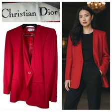 Christian Dior Vintage Red Double-Breasted Blazer with Gold Buttons — listing 6