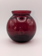 Vintage Royal Ruby Red Glass Ball Pitcher with Applied Handle and Ribbed Neck, listing 5
