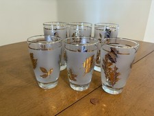 Libbey Golden Foliage Frosted Glass Cruet / Oil Bottle