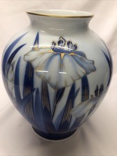 Japanese Baluster-Form Porcelain Vase with Hand-Painted Iris and Floral Decoration — listing 2