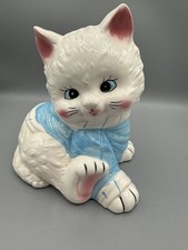 Hand-Painted Ceramic Calico Cat Coin Bank with Coffee Cup — listing 6