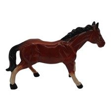 Vintage Light Yellow Ceramic Pony Foal Figurine with Big Blue Eyes, 7" Tall