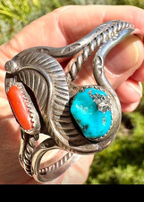 Vintage Hand-Wrought Turquoise Cuff Bracelet — listing 6