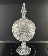 Vintage Square Cut Crystal Covered Candy/Trinket Box with Faceted Finial — listing 2