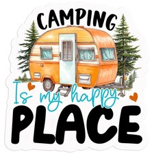 "Camping Is My Happy Place" Graphic Racerback Tank Top, Heathered Charcoal, Size L — listing 2
