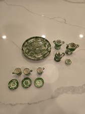 Miniature Blue Spongeware Pottery Tea Set, 9 Pieces (2.5" Tall) — listing 2