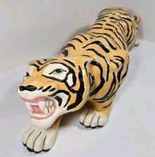 Arnel's Hand-Painted Ceramic Tiger Figurine, Orange & Black Stripes, 23" Long Crouching Pose — listing 5
