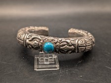 Bohemian Tibetan-Style Wide Cuff Bracelet with Faux Turquoise Cabochon — listing 3