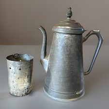Antique Pewter Gooseneck Coffee Pot with Hinged Lid and Finial — listing 6