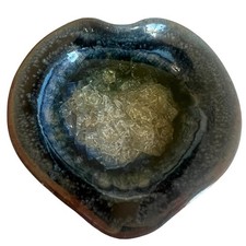 Hand-Blown Clear Crackle Glass Nappy Dish with Applied Loop Handle — listing 6