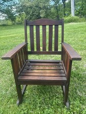 Antique Child's Ladder-Back Rocking Chair with Original Red Paint and Woven Split Seat — listing 2