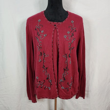 Vintage 1996 Claudia D. Cream Beaded Open-Front Cardigan, Size L — listing 3