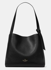 Black Pebbled Leather Handbag/Tote with Interior Slip and Zip Pockets — listing 5