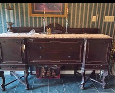 Vintage Spanish Revival Style Carved Wood Credenza / Sideboard — listing 6
