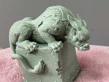 Cast Metal Chinese Dragon Sculpture Chasing Flaming Pearl on Cloud Base — listing 3