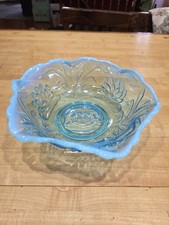 Fenton Lime Green Custard Satin Water Lily Pedestal Compote, 6 inches — listing 2