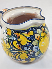 Mid-Century Italian Art Pottery Pitcher Vase with Sgraffito Townscape — listing 4