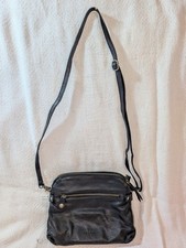 Day & Mood Distressed Leather Handbag with Woven Handle