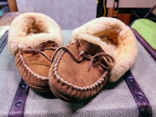 L.L.Bean Wicked Good Suede Moccasin Slippers with Shearling Lining — listing 3