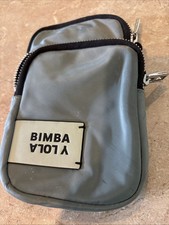 Bimba y Lola Navy Nylon Zip Pouch / Cosmetic Bag with Circular Logo Charm