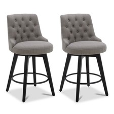Pair of Metal Swivel Counter-Height Bar Stools with X-Back and Padded Microsuede Seats — listing 2
