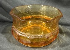 Vintage Amber Glass Small Berry / Dessert Bowl with Scalloped Rim and Star Burst Base — listing 5