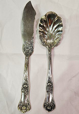 Vintage Silverplate Serving Set with Floral Daisy Handle Pattern - Pierced Pie Server and Cold Meat Fork — listing 2