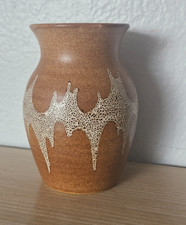 Studio Art Pottery Vase with Blue Drip Glaze and Ruffled Rim — listing 4
