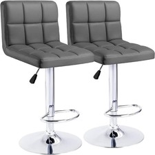 Pair of Metal Swivel Bar Stools with X-Back and Padded Round Tan Microfiber Seats, Counter Height — listing 2