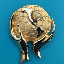 Hand-Carved Wooden Sculpture of Hands Holding a Globe/Sphere — listing 2
