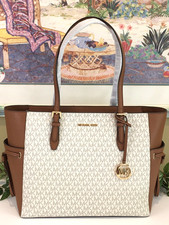 Michael Kors Gilly Large Drawstring Top Zip Travel Tote, Bright White Signature — listing 6